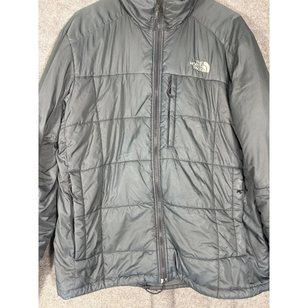 The North Face Mens Gray Primaloft Insulated Puffer Jacket Full Zip Large F10